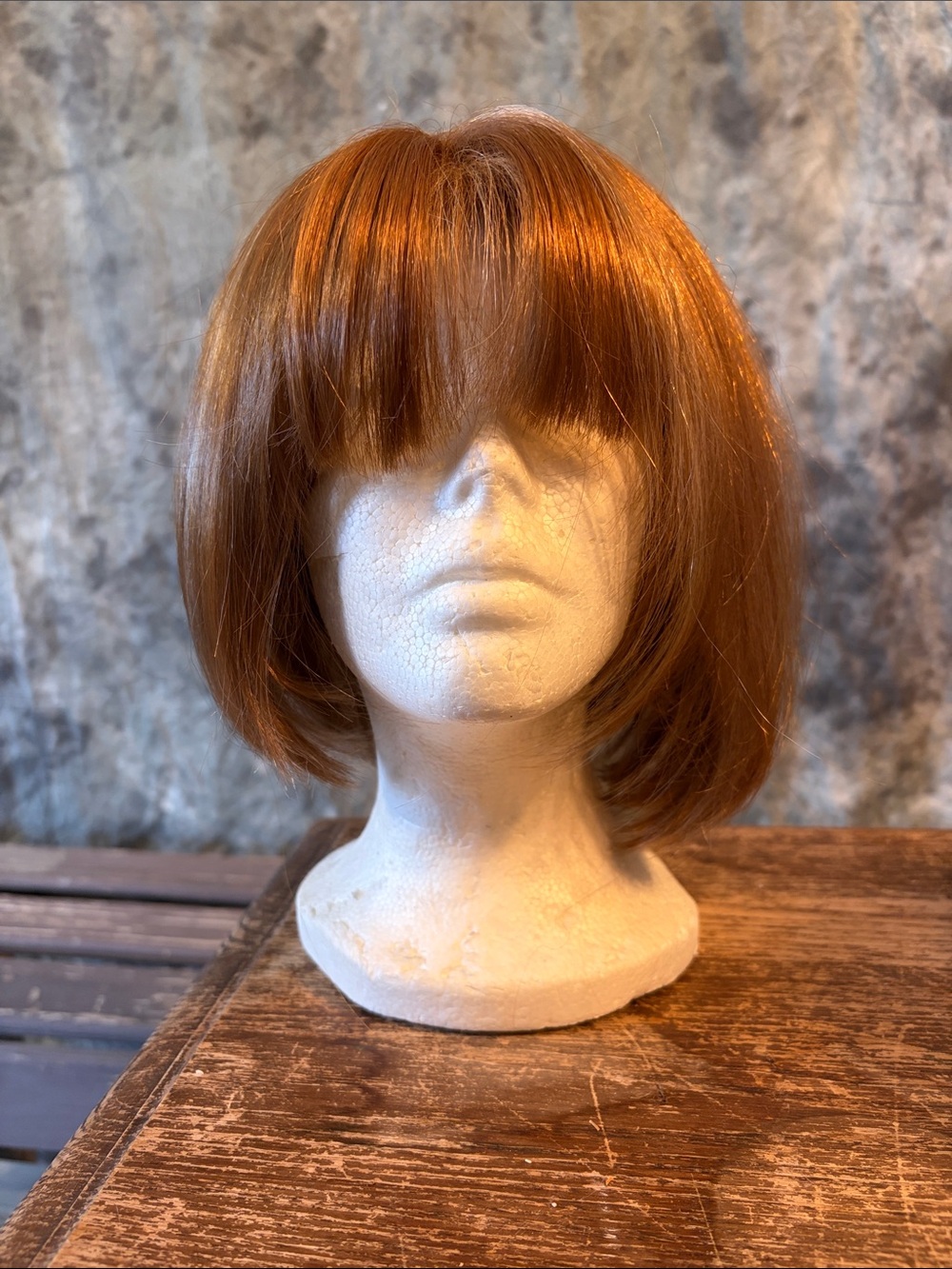 Women's Short Bob Wig with Full Bangs - Copper Red